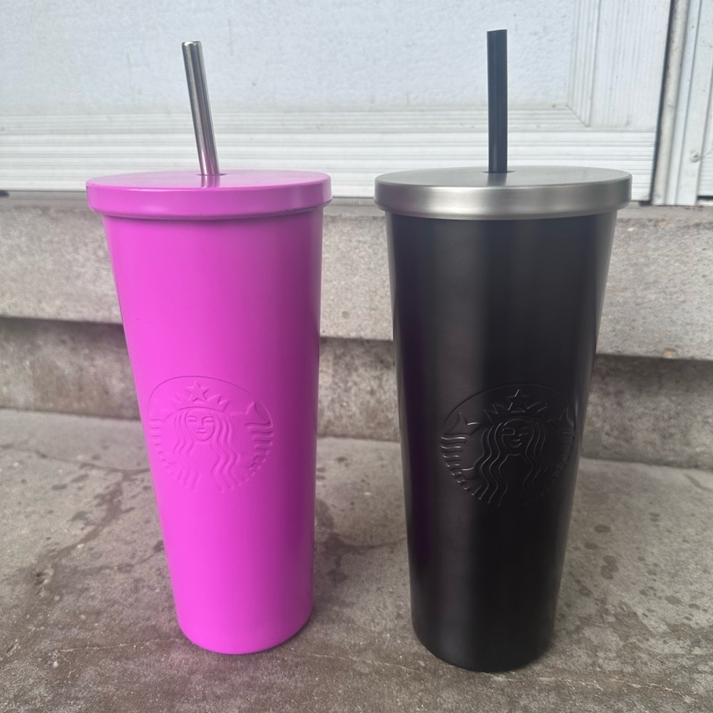 Starbucks metal 2017 & 2018 old style lid tumblers used